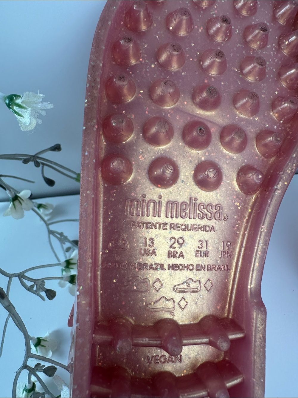 Mini Melissa Pink Glitter Jelly Sandals Toddler Size 13 - Picture 4 of 13